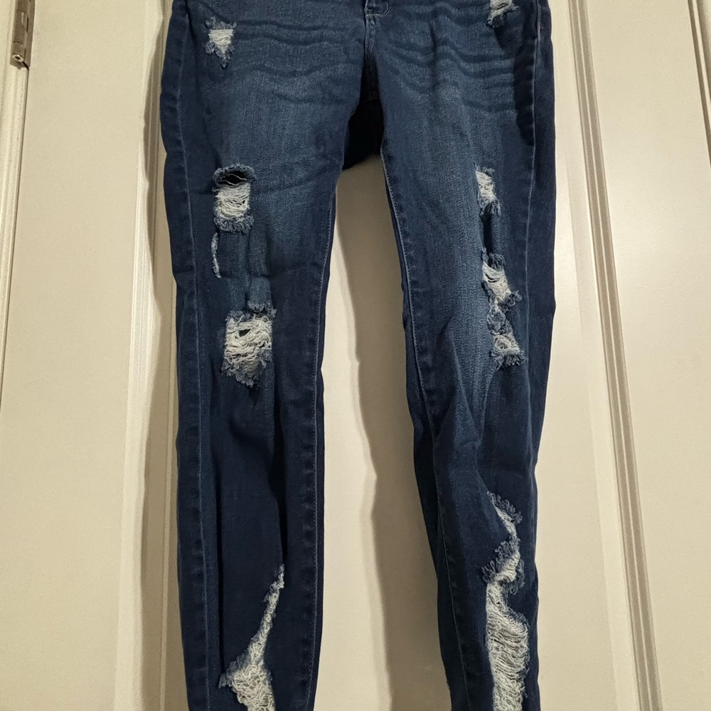 Soho New York & Company Blue Distressed Skinny Jeans Size 14